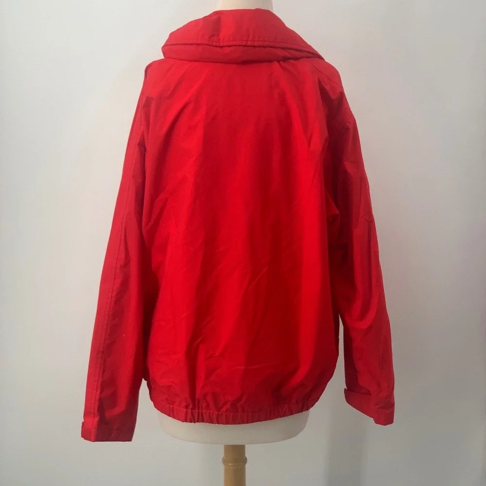 Lands'‎ End Women's Zip/Snap Front Rain Jacket Red Squall Parka Hooded Size L